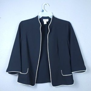 Coldwater Creek Womens Blazer Jacket Black White Career made in USA SIZE 12